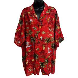 Bishop St Hawaiian Christmas Shirt 2XL Red Santa Surf Aloha Button Up New